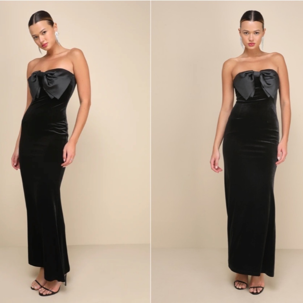 LULUS Prom Wedding Holiday Sexy Elegant Vixen Velvet Cocktail Maxi - Picture 3 of 4